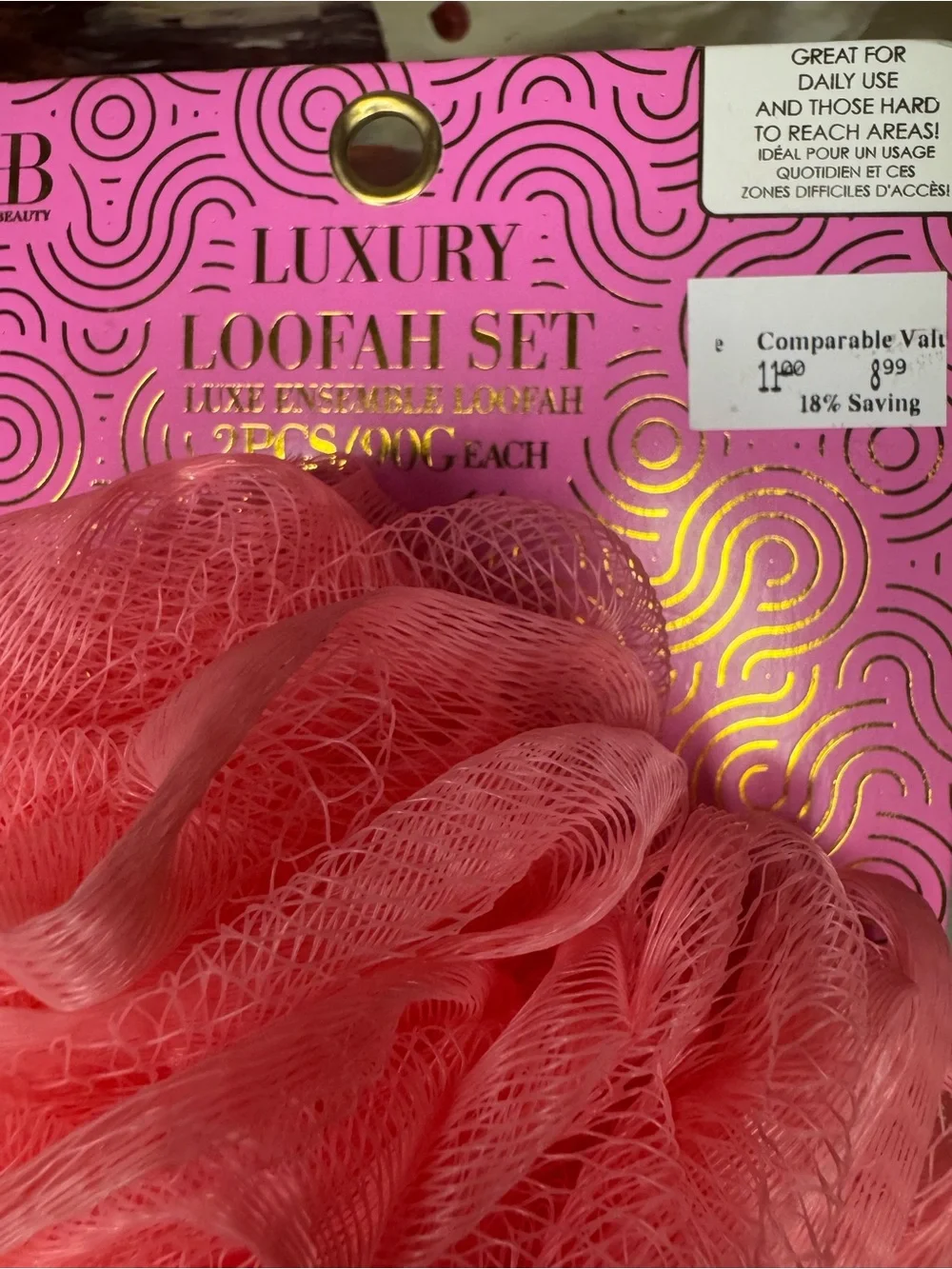 Must Have Pink and Coral Luxury Loofah Set